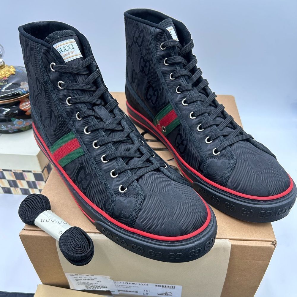 Men's Gucci tennis 1977 high top sneakers size 15.5 made in Italy
